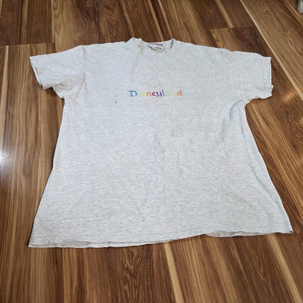 Vintage Disneyland Shirt Mens XL Gray Embroidered Mickey Mouse Made USA 90s Tee
